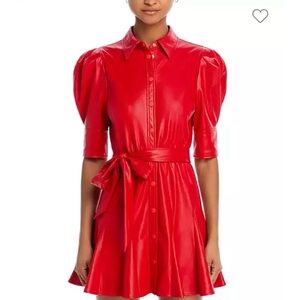 Alice + Olivia Lurlene Puff Sleeve Faux Leather Dress bought on Madison Ave